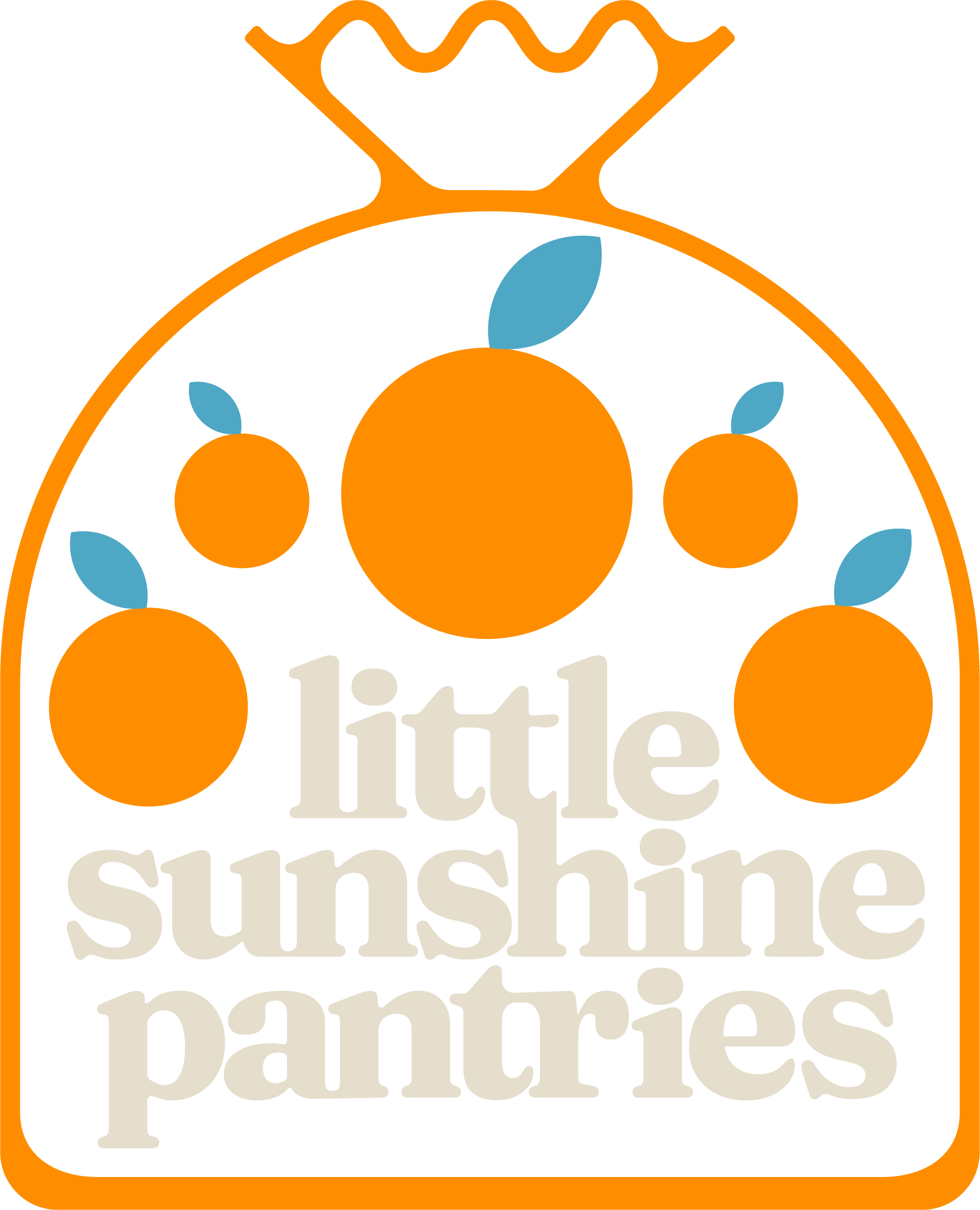 Little Sunshine Pantries bag of oranges brand